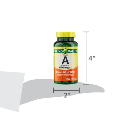 Spring Valley Vitamin A Soft gels, 2400 mcg, 250 Count