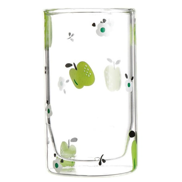 Yuarrent Taza de agua de vidrio doble Bebida transparente no tóxica Calix Vaso de bebida fría creativa Taza de vidrio de borosilicato para bebida Jugo Barra de herramientas No.2 Yuarrent HA027593-02