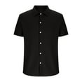 thumbnail image 5 of LODIENY Mens Short Sleeve Dress Shirts Wrinkle Free Casual Stretch Button Down Business Shirts Summer Untucked Dress Shirt Wedding Prom Tops Black XL, 5 of 7