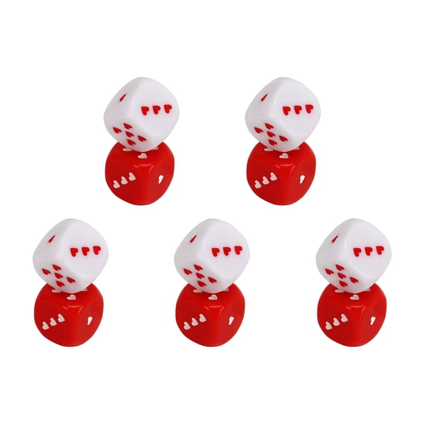 Juego de dados para juegos de azar Red White Heart Dice de - Dados de juego de plástico seguros, múltiples métodos de juego, set de dados portátil y de moda. YUNYI BRAND Deportes