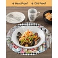 thumbnail image 3 of 13 Inch Round Placemats Set of 4, Spring Flowers Non Slip Heat Insulation PP Table Mats, Farmhouse Black Plaid Wood Grain Washable Place Mats for Kitchen Dining Party Table Decor, 3 of 7