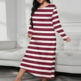 thumbnail image 2 of Kaemgyyd Women Long House Coat Plus Size Robes Crew Neck Full Length Nightgowns for Shower Cute Striped Loungewear S-5Xl, 2 of 6