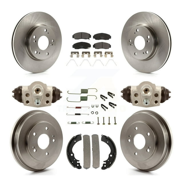 Transit Auto Front Rear Disc Brake Rotors Ceramic Pads and Drum Kit (9Pc) for Car 2013 Honda Civic Natural Gas K8T-102334