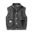 thumbnail image 5 of Coerni Boy's Button Up Denim Cargo Vest Pocket Sleeveless Jean Jacket Outerwear Kids Denim Jacket Vest Age 1-6 Years, 5 of 5