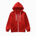 thumbnail image 3 of TOWED22 Boy Girl Hoodie Sweatshirt Zip-Up Cotton Casual Pocket Jacket Spring Fall Clothes(Red,7-8 Y), 3 of 9
