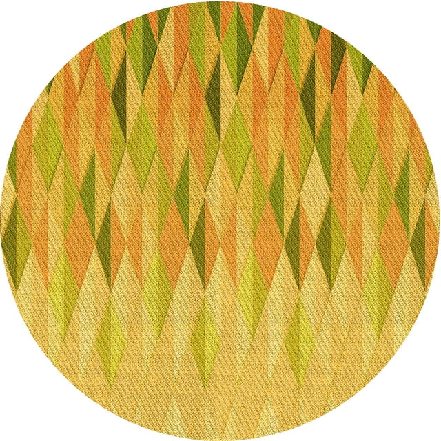 Ahgly Tapis Rond Lavable en Machine Intérieur Transitionnel Or Jaune, 5 Pieds Rond