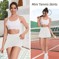 thumbnail image 5 of Only Moment Womens Linen Skirt Pants Wide Leg Polyester,Spandex Yoga Shorts Drawstring Tie Built-In Shorts Casual Skirts with Pockets Athletic Skorts for Wowomen White,M, 5 of 6
