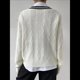 thumbnail image 5 of Suéteres Holgados con Cuello en V para Mujer, Jersey de Punto de Larga, Suéter Grueso A Rayas, Blusas Casuales de Tenis Tipo Túnica L, 5 of 8