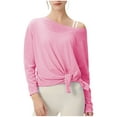 thumbnail image 2 of One-Shoulder Long Sleeve Tops for Women Lightweight Breathable Solid Color Womens Blouses Casual Vintage Linen Blouse Effortless Cozy Tops Adjustabe Size, 2 of 5