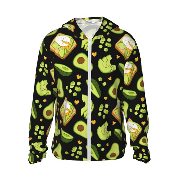 Fotbe Avocado Toast Chaqueta con Protección Solar UPF 50+ para Hombre y Mujer, Camisa con Capucha y Bolsillos-Large