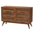 thumbnail image 6 of Baxton Studio Nura Walnut Brown Wood and Rattan Queen Size 5-Piece Bedroom Set, 6 of 14