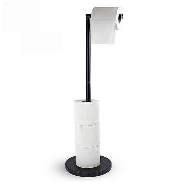 Soporte De Pañuelo De Acero Inoxidable Altura 565 Mm (Base Redonda, Barra Horizontal, Negro)