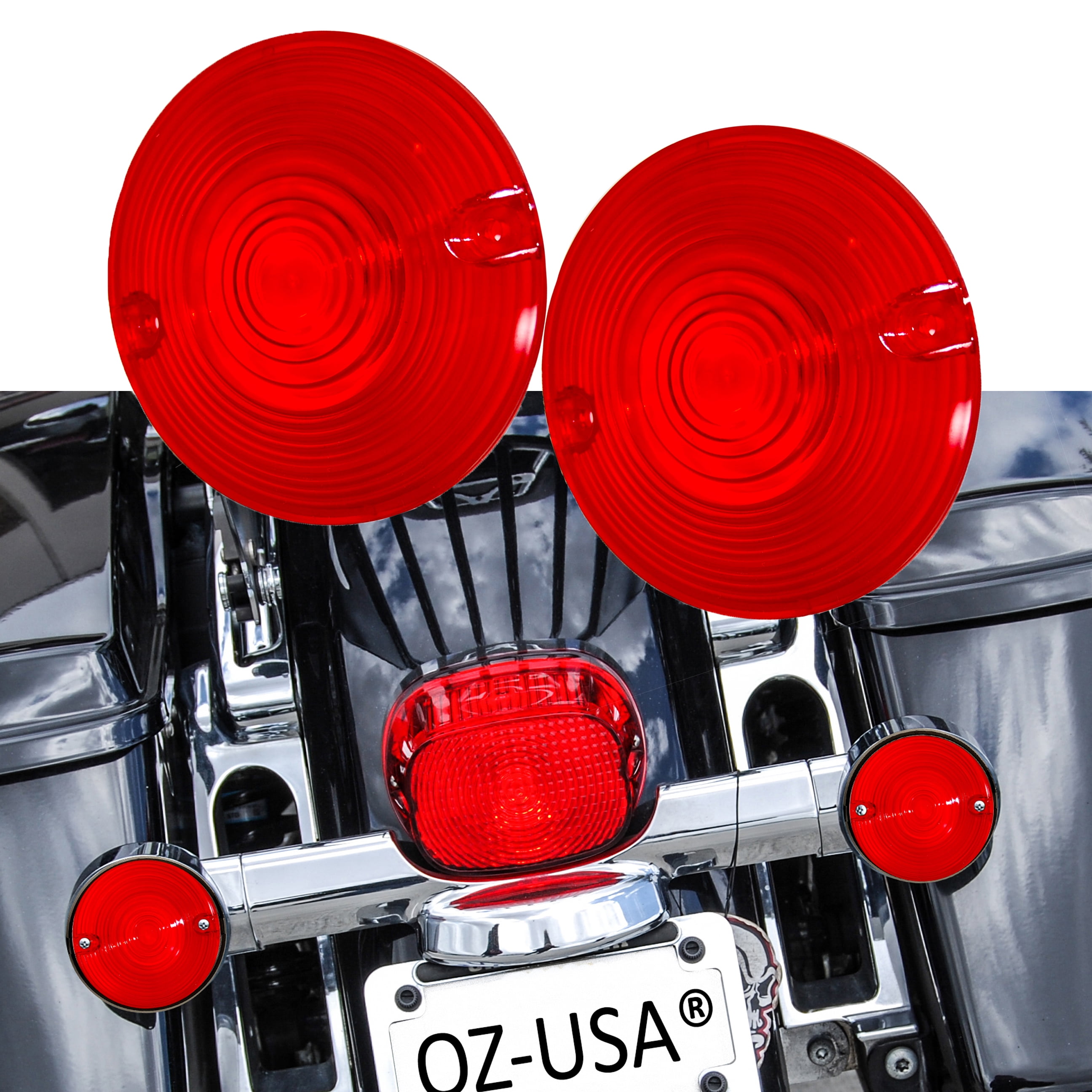 Red Turn Signal Blinker Cover Lens for Harley Touring Road King Electra