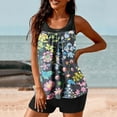 thumbnail image 2 of FAVIPT Tankini Women's Bathing Suits Summer 2025 Two Piece High Waist Tummy Control Boyshorts Swimwear Floral Print Pleated Beach Holiday Bathing Suits Multicolor,S, 2 of 4