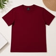 thumbnail image 2 of Plain Crew Neck Short Sleeve T-Shirt for Everyday Wear, Soft Casual Tee, Maroon, Large, 2 of 4