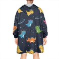thumbnail image 2 of Wearable Oversized Blanket,Space Dinosaur Pattern Wearable Blanket Hoodie for Adults,Cozy Hooded Blankets with Super Pockets,Super Warm Fuzzy Pullover for Women & Men, 2 of 6