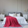 thumbnail image 3 of PiccoCasa Cotton Knitted Blanket Throw Blanket for Couch, Bed, Sofa, Travel, Rose Red 60" x 78", 3 of 8