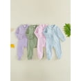 thumbnail image 3 of BemeyourBBs Newborn Baby Girl Boy Spring Fall Winter Clothes Outfit Footed Romper 0 3 6 Months Casual Long Sleeve Lapel Collar Stripes Print Zip Up Footie Jumpsuit One Piece Outfits, 3 of 9