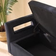 thumbnail image 2 of Qiushi 68" Wide Upholstered Storage Bench with Armrests, Velvet Soft Padded Ottoman for Living Room, Entryway, Bedroom Foot of Bed, Large Hidden Storage Compartment, Black, 2 of 12