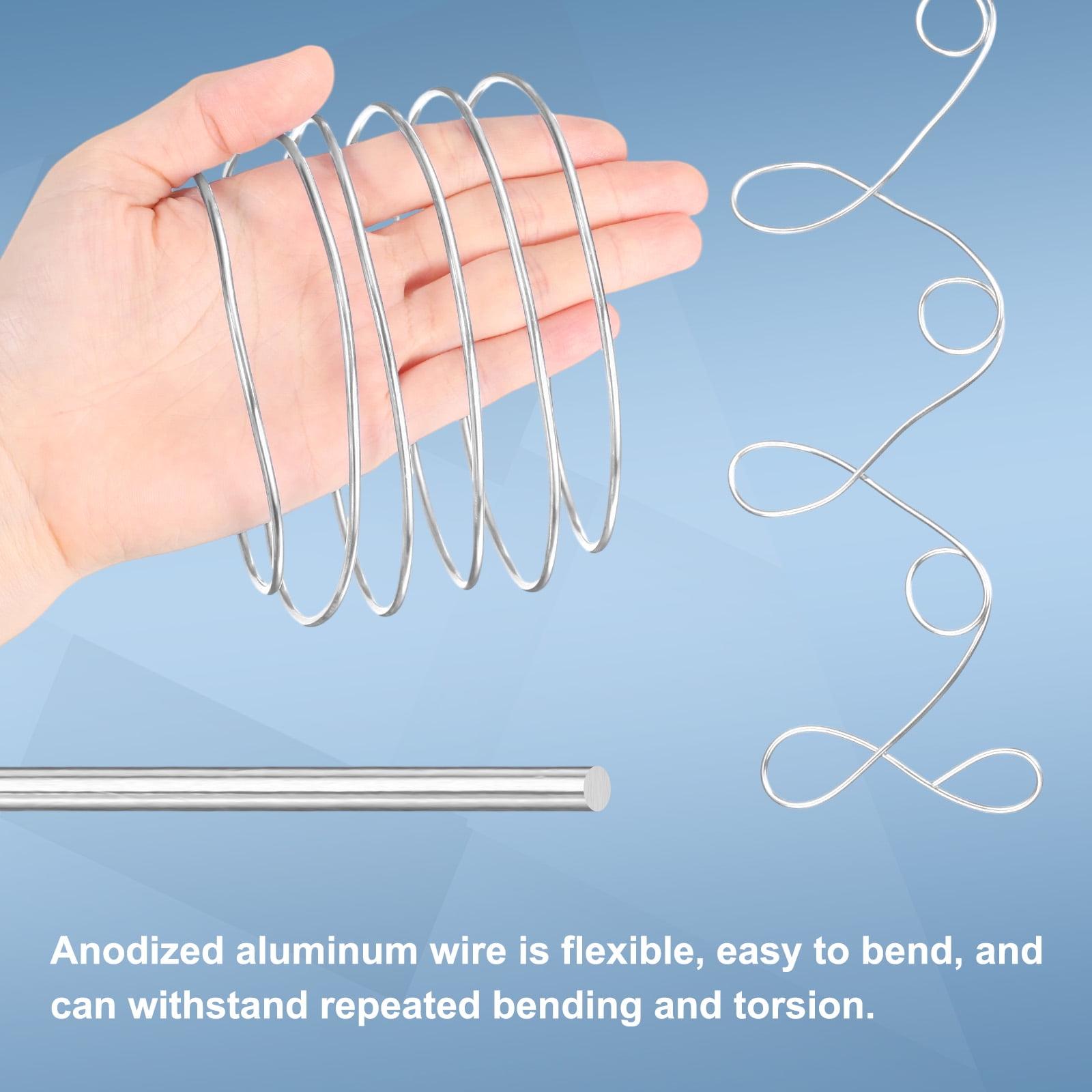Uxcell 3 Roll Bonsai Wire 1/2/3mm Each Roll 32.8ft (10m) Anodized Aluminum Bonsai Wire for Gardening Tree Branch Fixing DIY Crafting, Silver
