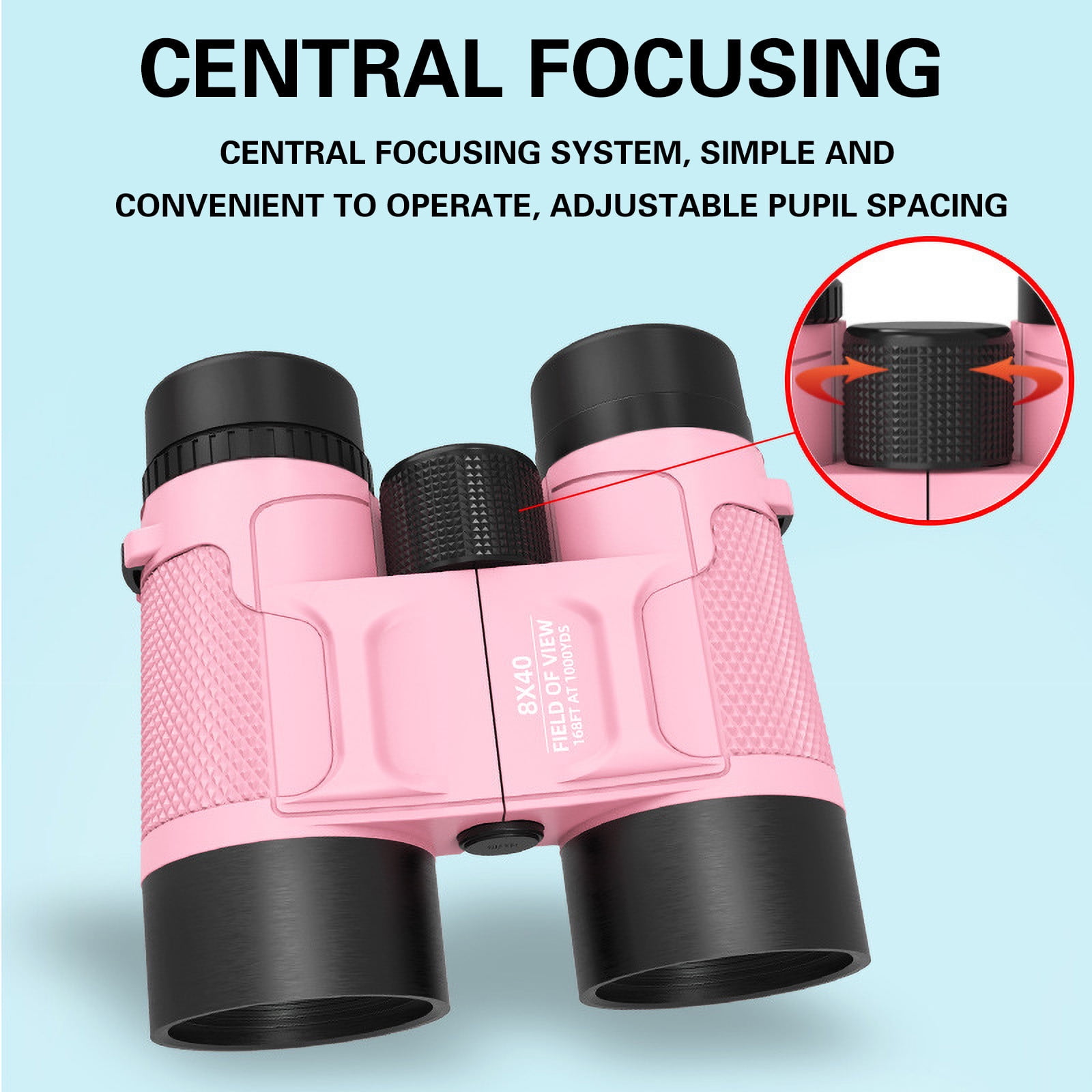 Binoculars - 8x30 Folding Optics, Lightweight Rubber Eyepiece, Educational Outdoor Toy for Bird Watching & Nature Exploration(Pink)