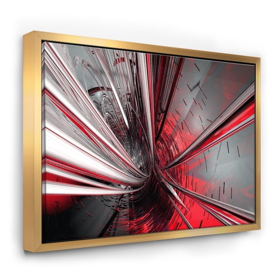 DESIGN ART Designart 'Fractal 3D Deep into Middle' Abstract Framed Canvas Art Print 40 in. wide x 30 in. high Gold