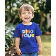 thumbnail image 2 of Dino Four Birthday Shirt for Boys & Girls Dinosaur 4th Birthday Party Tshirt for Kids Vintage Royal Shirt 3T, 2 of 5
