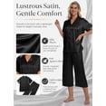thumbnail image 4 of DAKIMOE Silk Satin Pajama Set for Women Capri Pajamas Short Sleeve Button Down Two Piece Pjs Sleepwear Soft Loungewear Nightwear, 4 of 8