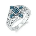 thumbnail image 2 of Sterling Silver with Genuine White and Blue Diamond Abstract Ring, 2 of 3