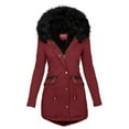 thumbnail image 2 of Luowei Winter Thermal Christmas Jackets, Red Loose Casual Outdoor Coats, Women Plus Size Lapel Collar Long Sleeve Vintage Thicken Jacket Warm Hooded Thick Padded Outerwear Big Collar Jackets, 4XL, 2 of 6