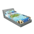 thumbnail image 2 of Ambesonne Cartoon Fitted Sheet & Pillow Sham Set, Pirate Island Skull, Twin, Multicolor, 2 of 2