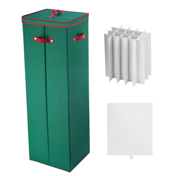 Elf Stor Wrapping Paper Organizer Box with Lid, Divider, and Handle (Green)
