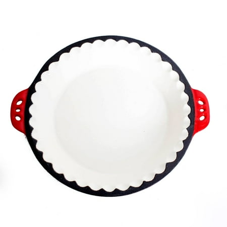 

Lehman s Extra Deep Pie Pan - Enamel Coated Cast Iron Bakeware with Crimped Edges 10.25 inches