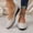 Beige, variant on Women's Round Toe Wedge Flats Faux Leather Rhinestone Decor Slip On Casual Dress Shoes for Daily Walking Wear Beige 6