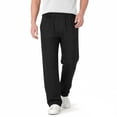 thumbnail image 3 of UVEASISHA Straight Leg Jeans for Men Button Elastic Waist Faux Denim Pants Solid Casual Summer Pants Fashion Hipster Streetwear Trousers with Pockets Black 3XL, 3 of 7