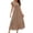 Khaki, variant on Kureaily Women's Solid Color Round Neck Pleated Dress With Pockets