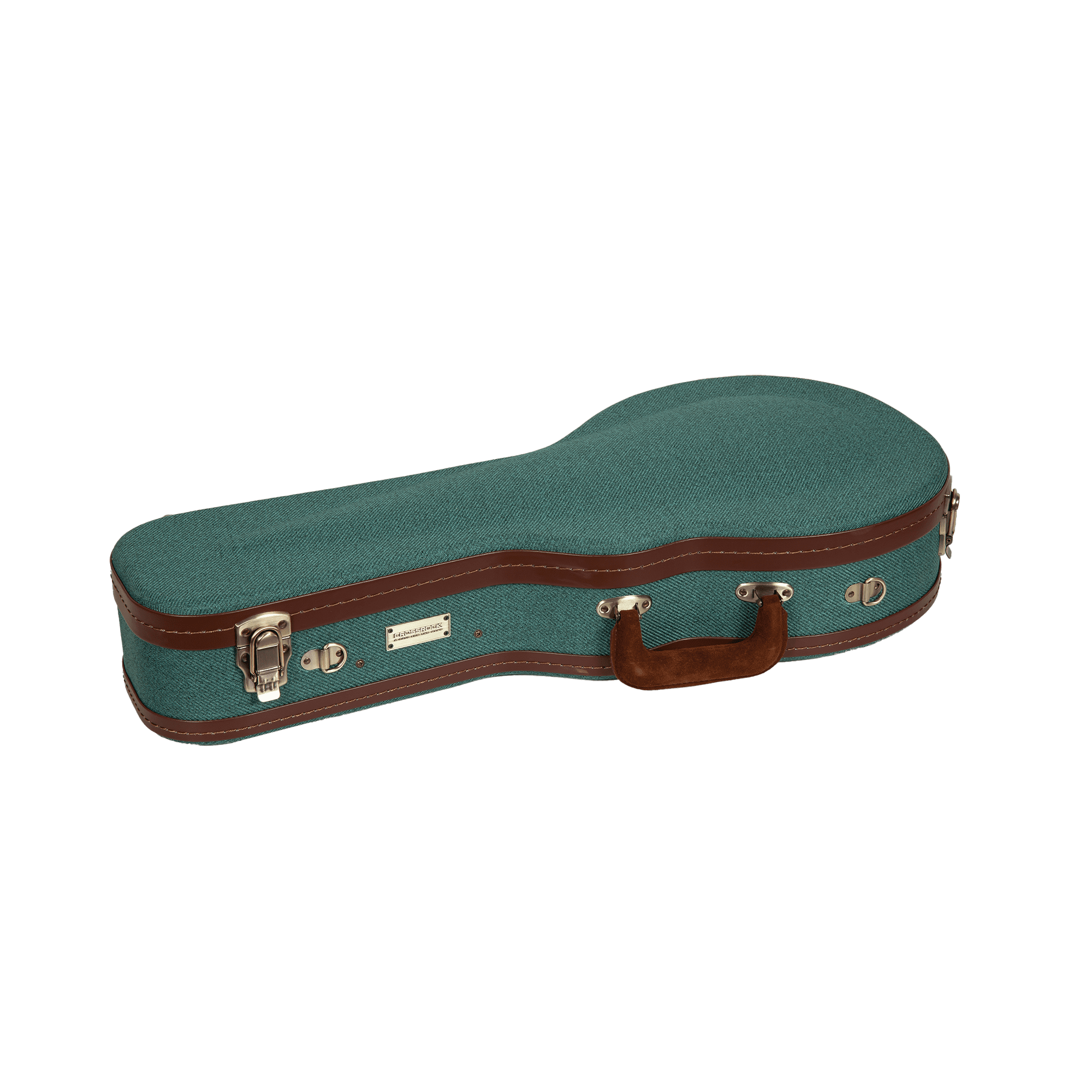 Crossrock Master Series- Wooden F-style Mandolin Case- Security Lock, Genuine Leather Handle, Reinforced Hardware, Metal Feet, Storage Space- Malachite Blue