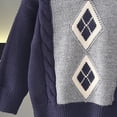thumbnail image 6 of hengsof Children'S Diamond Pattern Preppy Sweater, Knitted Pullover Long Sleeve Classic Warm Top, Soft Color Block Knitted Top, 6 of 7