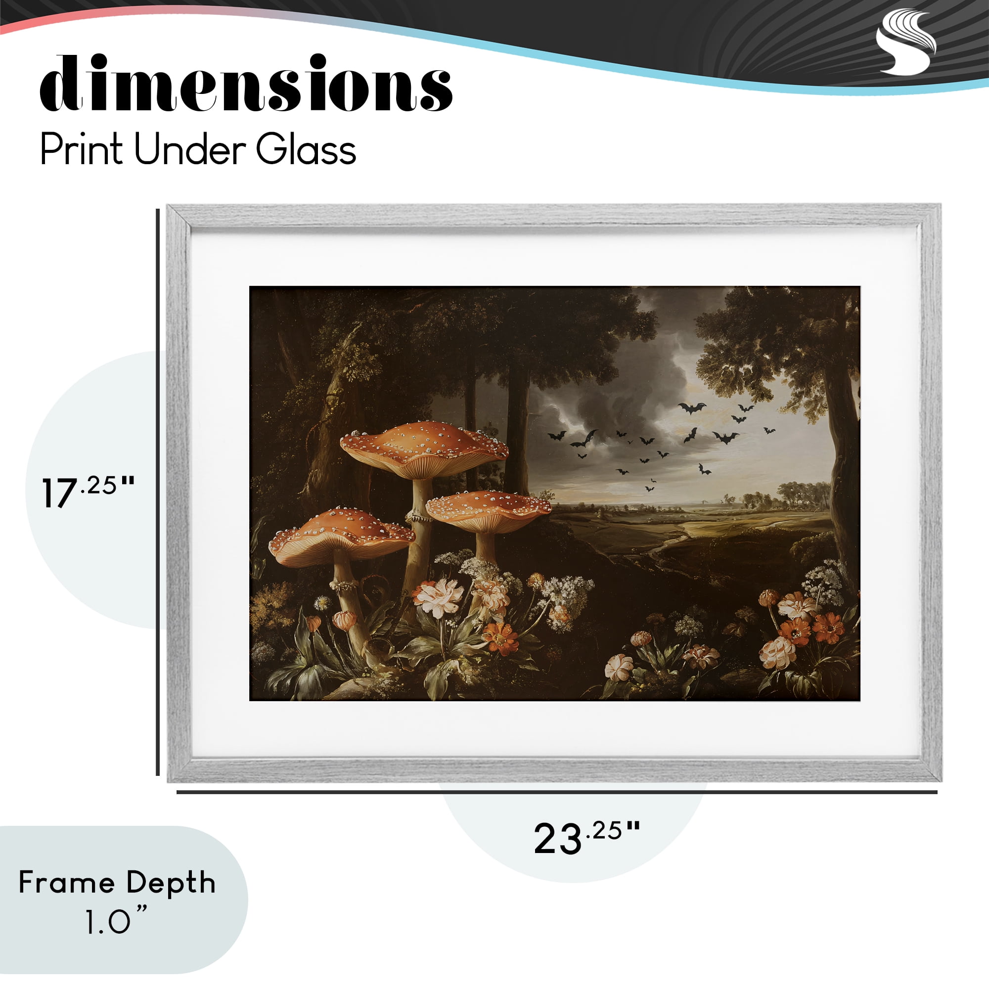 Stupell Industries Bats in Autumn Forest Gray Framed Print Under Glass, design by Jacky Ngan