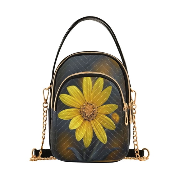 ALAZA Chain Crossbody Bags for Women Yellow Sunflower Shoulder Handbag Phone Purse