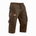 thumbnail image 5 of Domuza Men's Cargo Shorts 3/4 Relaxed Fit Below Knee Work Shorts Drawstring Elastic Waist Hiking Shorts with Pockets Brown 2XL, 5 of 7