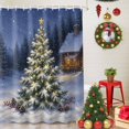 thumbnail image 5 of Extra Long Shower Curtain 72x84 Inch, Christmas Trees Shower Curtain Waterproof Bathroom Decor, Winter Farmhouse Pine Fruits Forest Cabins Fabric Bath Curtain Set Accessories with Hooks, 5 of 8