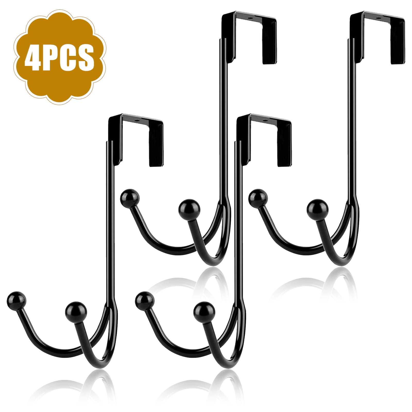 Over The Door Hooks, TSV 4/2 Pcs Heavy Duty Metal Over Door Double