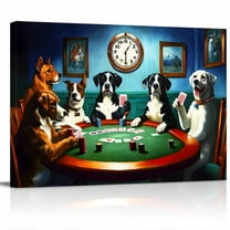 Dogs Playing Poker Wall Art Modern Funny Home Artwork Decor For Drawing Room Living Room Ready To Hang 18x12 Inch Multicolour