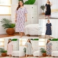 thumbnail image 2 of Women's Plus Size Long Nightgowns Floral Print Short Sleeve Long T-Shirt Lounger House Dress Casual Loose Nightshirts, XL-4XL, 2 of 8