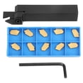 thumbnail image 1 of ZQ2020R-3 Lathe Grooving Turning Tool Holder + 10pcs SP300 Carbide Inserts + Wrench, 1 of 8