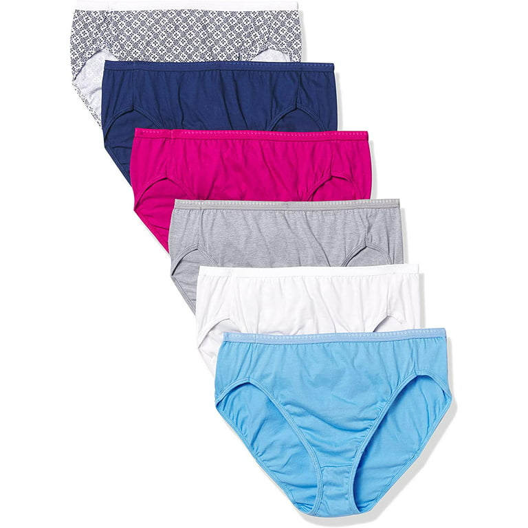 Hanes Women's High-Waisted Brief Panties, 6-Pack, Moisture-Wicking Cotton  Brief Underwear (Colors May Vary)