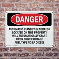 thumbnail image 4 of (2 Pack) Automatic Standby Generator Located On This OSHA Danger Sign 14 Inch X 10 Inch Indoor / Outdoor Rust-Free Aluminum Metal Signs for Workplace, Workshop, and Construction Site,, 4 of 8
