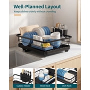 Sakugi Dish Drying Rack, Compact Dish Racks for Kitchen Counter, 15''L x 12''W x 5''H , Black