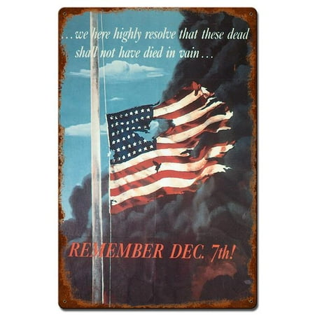 

Past Time Signs PTS654 16 x 24 in. Remember Dec 7th Vintage Metal Sign